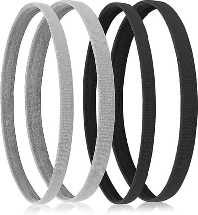 4 Stuks Elastische Sporthoofdbanden - Dunne, Antislip Silicone Grip Haarbanden voor Yoga, Voetbal en Fitness voor Jongens, Mannen, Meisjes en Vrouwen