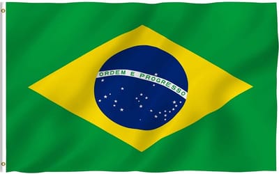 Scoby - Braziliaanse Vlag - Brazilian Flag - Brazilië - 90x150cm - Original Colors - Strong Quality - Inclusief Bevestigingsringen