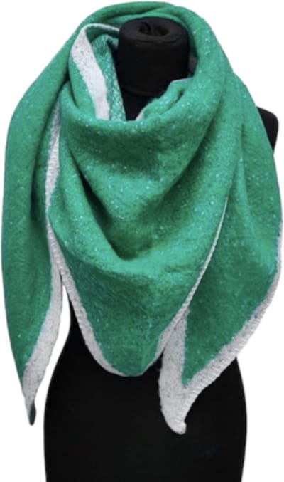 Warme Driehoekige Sjaal - 2-Zijdig - Groen/Grijs - 180 x 135 cm (AC232#)
