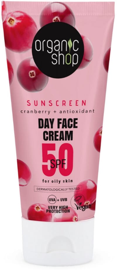 Organic Shop - Zonnebrandcréme Gezicht SPF 50 Vette huid - 3 x 50 ml - Voordeelverpakking