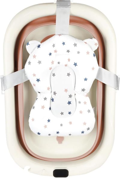 Opvouwbare Babybadkuip met Kussen en Temperatuurdetectie - Antislip, Comfortabel, voor Thuis en Onderweg - 43 x 71 x 18,5 cm