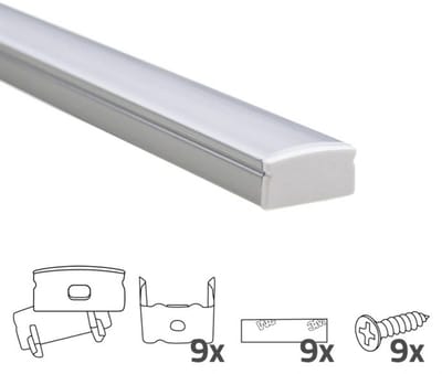 Led strip profiel 4M opbouw - 8 mm hoog - Led profiel opbouw - Wit