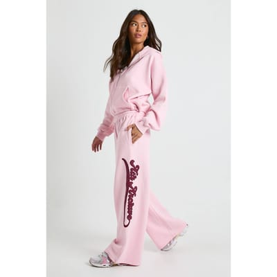 boohoo Dames Ath Archive Jogger met rechte pijpen en applique van dezelfde stof | Roze | Maat: Medium