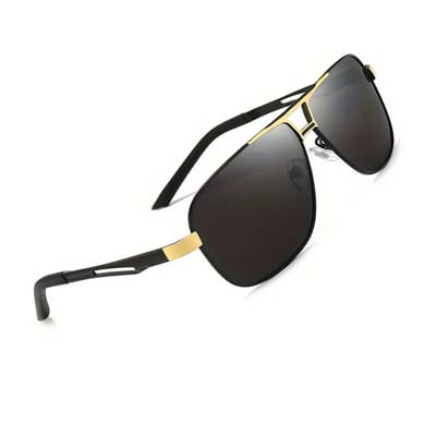 Bovista Polarizerende Zonnebril Voor Heren - Piloten Zonnenbrillen - Zonnenbril - Sun Glasses - Sunglasses - Techno Bril - Rave & Festival - Premium Quality - Zwart/Goud