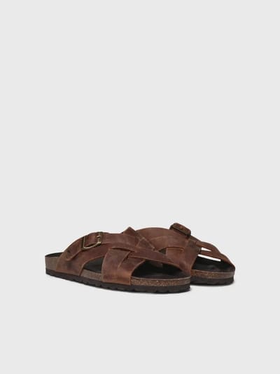 Leren herensandalen met gekruiste bandjes | GALATSI-PE