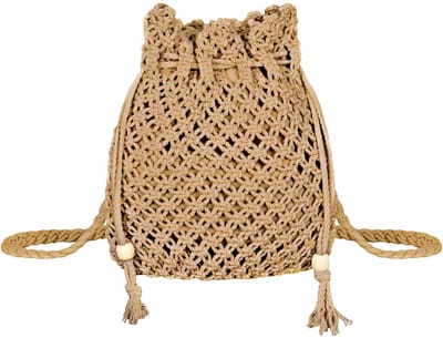 Allecto - Dames Schoudertas - Bohemian Strandtas - Handgemaakt - Bruin - Zomer Handtas - Ideaal voor Vakantie en Reizen - Retro Ontwerp