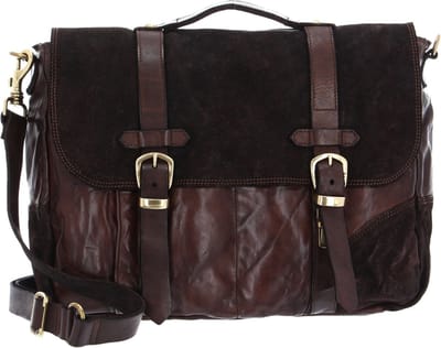 CAMPOMAGGI Leren Afzonderlijke gevallen Business tas Carrier Bag Moro Donkerbruin