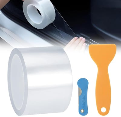 Transparante Lakbeschermfolie voor Auto, 7cmx10m, Zelfklevende Film voor Auto, Fiets en Motor, Inclusief Spatel en Mes, Universele Oplossing voor Lakbescherming