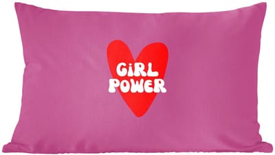 Sierkussens - Kussentjes Woonkamer - 60x40 cm - Girl power - Hart - Roze - Rood
