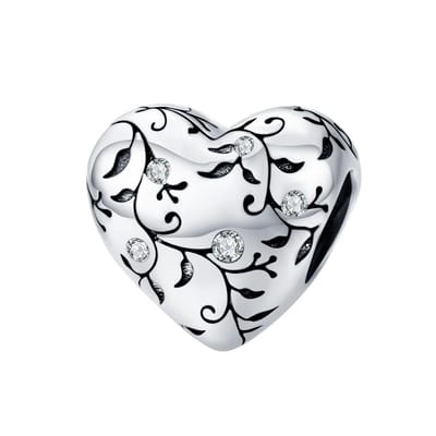 Vintage hart zirconia bedel | bedels voor armband | Heart bead | Zilverana | geschikt voor alle bekende merken | 925 zilver | moederdag