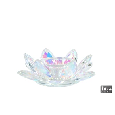Theelichthouder Lotus pearl glas 12x12x4cm