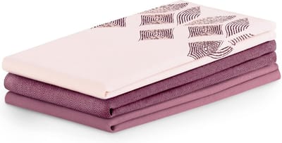Set van 3 Katoenen Keukenhanddoeken met Geometrisch Patroon in Zachte Roze Tint