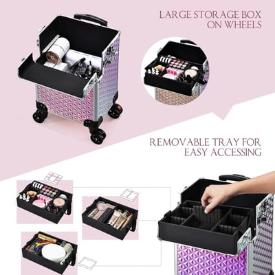 Grote Make-up Trolley op Wielen - Professionele Verrijdbare Cosmetische Koffer voor Salon en Reizen