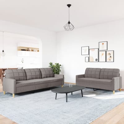 vidaXL - 2-delige - Loungeset - stof - taupe