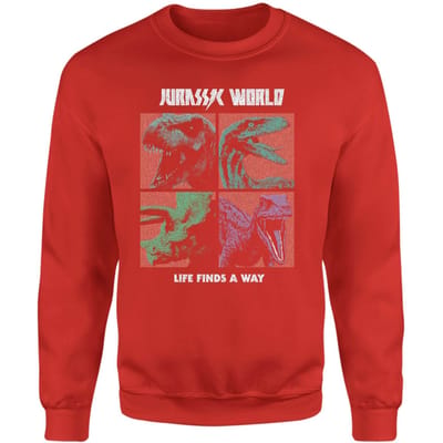 Jurassic Park World Four Colour Faces Sweatshirt - Red - S