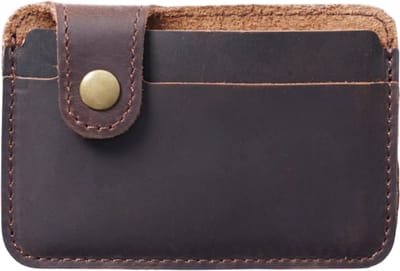 Slanke Leren Creditcardhouder -Pasjeshouder – Minimalistische Kaarthouder voor Dames en Heren – Mini Portemonnee met Druksluiting – Compacte Kaartportemonnee Vintage Stijl - Donkerbruin