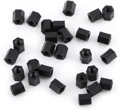 Dailygoods - M3 Female Thread Nylon Hex Spacer - Duurzaam - Zwart - Isolatie - Corrosiebestendig - Geschikt voor circuitboards - M3 * 8
