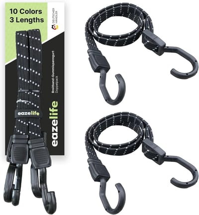 Set van 2 verstelbare rubberen spanbanden met metalen haken voor auto, fiets en outdoorgebruik - 10 kleuren, 3 lengtes