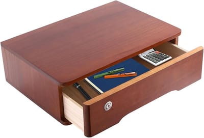 Bureau Opberger - Bureau Organizer - Thuis Kantoor - Met Vergrendelbare Lade - 40x28x12 cm - Walnoot