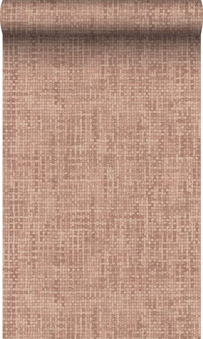Origin Wallcoverings behang geweven linnenstructuur terracotta roze - 50 x 900 cm - 348054