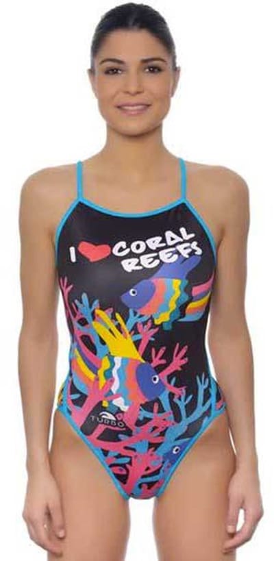 Turbo Coral Reeps Zwemkleding Zwart 2XL Vrouw