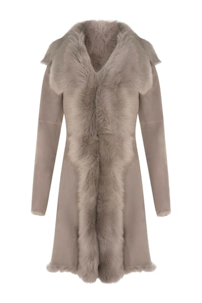 Dames lichtgrijze Toscaanse schapensuède trenchcoat - Celeste