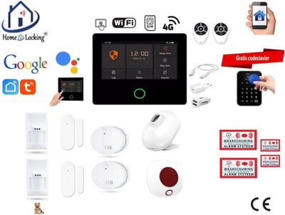 Draadloos alarmsysteem voor woning/camper/boot/caravan werkt met wifi en sim kaart en met spraakgestuurde apps. (Nederlands of Frans stem en tekst) ST01A-60