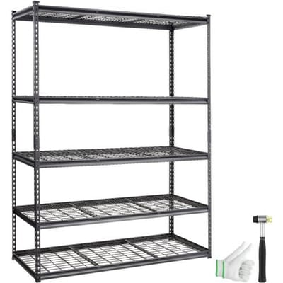 VEVOR Opbergrek 5-laags verstelbaar, 907,2 kg capaciteit garageplank, metalen organizer draadplank zwart 152,4 x 61 x 198,1 cm voor keuken, voorraadkast, kelder, badkamer, wasruimte