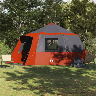 vidaXL - Cabin - Tent - 12-Person - met - dak - Grijs - en - Oranje - 500 - x - 500 - x - 294 - cm