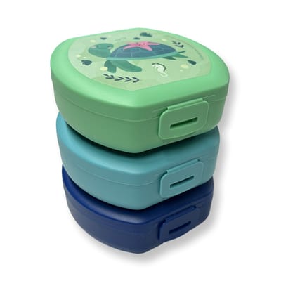 Voordeelpack 3 stuks Snackbox Small Rond - 200ml - Snackdoosjes met Clipsluiting - Koekendoos - BPA-vrij Fruitbakje - 112x110x40mm