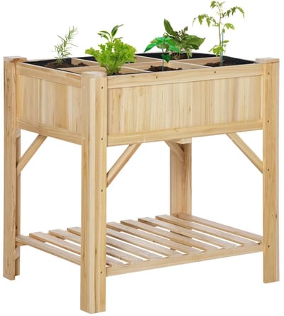 JOYNEXTBUY - Houten Kweekbak - Tuin Opbergkast met 6 Compartimenten - Stadstuin - Weersbestendig - 78,5 x 58 x 81 cm - Naturel