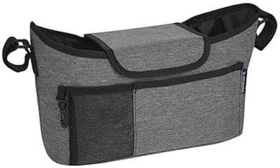 Kinderwagen Organizer - Buggy Tas - Baby Benodigdheden - Veelzijdig Universeel - 39x27x6 cm - Grijs Zwart