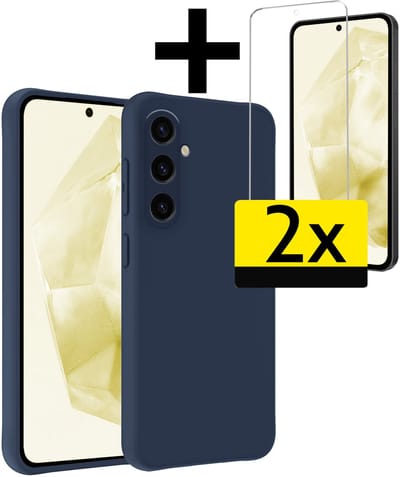 Hoesje - Met 2x Screenprotector - Geschikt voor Samsung Galaxy A36 - Sterk & Shockproof - Back Cover - Siliconen Case - Telefoon Hoes - Telefoonhoesjes - Donkerblauw