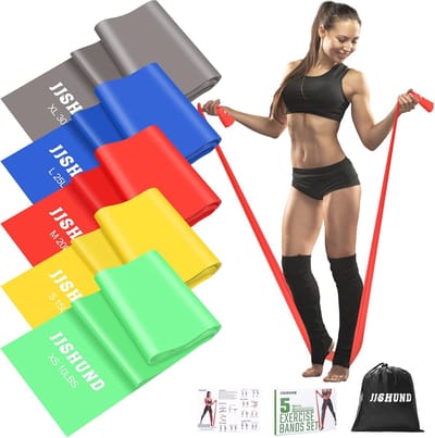 Set van 5 Weerstandsbanden - Gymnastiekbanden voor Pilates, Yoga en Krachttraining in 5 Sterktes