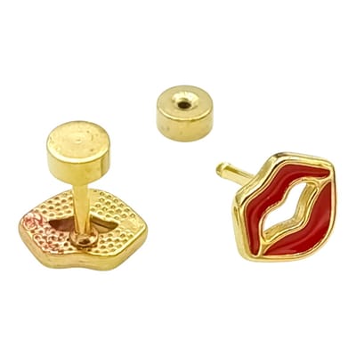 Goudkleurige Oorbellen met Kus/Mond - 8 x 6 mm - Hypoallergeen Premium Verguld Staal
