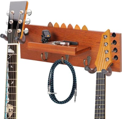 Gitaar Wandrek - Instrumentenhouder Plank - Instrumenten Opbergen - Ruimtebesparend Ontwerp - 43 cm Breed - Houtkleurig