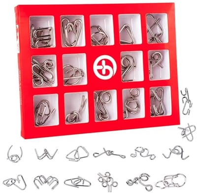 15-delige Metalen Puzzelset - Educatief Speelgoed en IQ-test voor Kinderen en Volwassenen