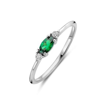 Gerhodineerd Zilver Ring Wit En Groen Met Zirkonia 1339073