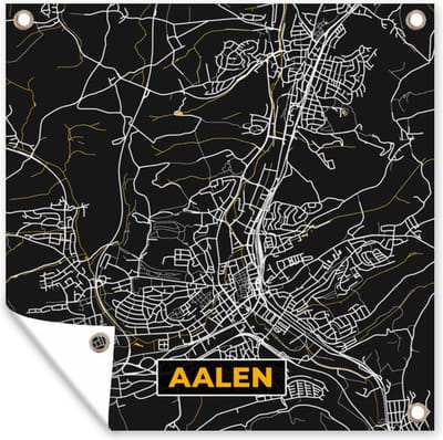 Tuin poster Aalen - Goud - Stadskaart - Plattegrond - Kaart - Duitsland - 200x200 cm - Tuindoek