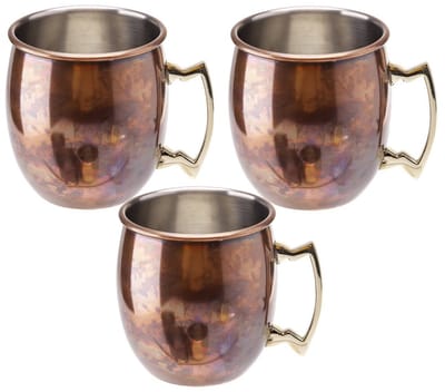 Cosy & Trendy Cocktailglas - 3x - Moskow Mule - antiek look koper - 450 ml - Cocktailglazen