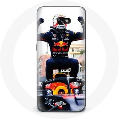 Hoesje voor Samsung Galaxy A8 2016 Formule 1 Verstappen F1 coureur zwart rood en geel