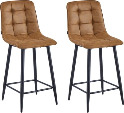 Colenis® - Luciano Barkruk - Set Van 2 - Cognac - Microfiber Stof - Microvezel - Industrieel
