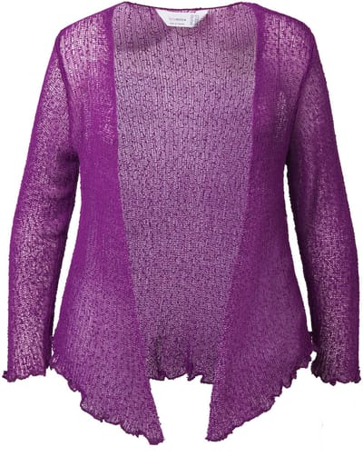 MIAMODA - Dames - Jasje elastische slim fit openingen golvende randen - Bes - Maat 46+