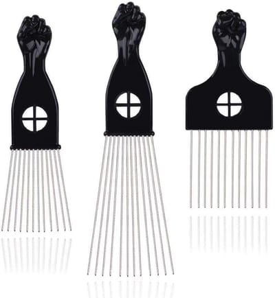 Set van 3 Metalen Haarplectrums voor Krullend en Kroeshaar - Haarkam voor Styling