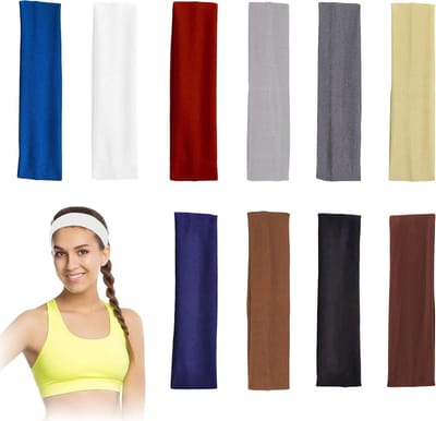 Elastische Sport Haarbanden - Set van 10 Zachte Polyester Spandex - Antislip en Zweetabsorberend - Perfect voor Yoga, Hardlopen en Dagelijks Gebruik