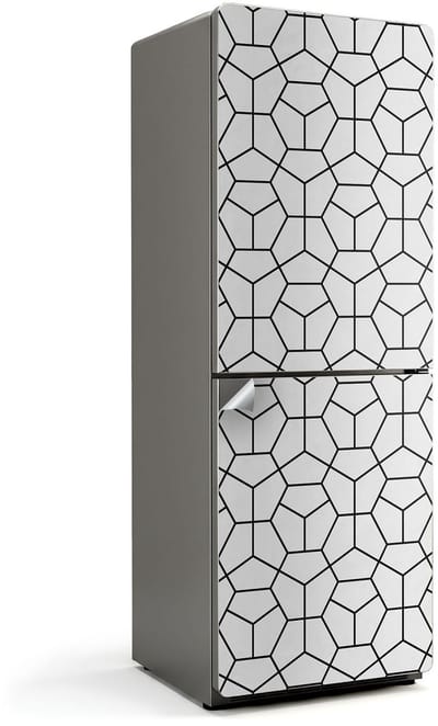 Wallfluent Koelkaststickers - Hexagonale meetkunde Koelkast Folie - 70 cm x 190 cm - Wit Koelkaststickers - Koelkast Decoratie Stickers - Koelkast Versiering - Grote Koelkast Sticker - Stijlvolle Koelkast Stickers