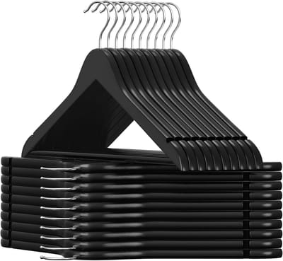 SMH LINE® Kledinghangers - Kleerhangers - Broekhanger - 30 Stuks - Volwassenen - 100% FSC - Anti Slip - Zwart