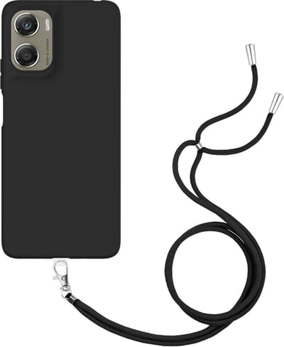 Cazy hoesje met koord geschikt voor Motorola Moto G06 / G06 Power Hoesje met Koord - Flexibele Case - Zwart