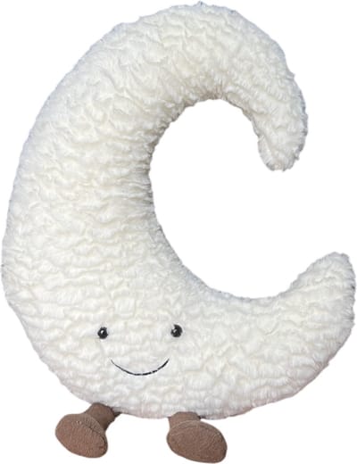 KimDo - Lachende Maan kussen - 60 cm - Wit - Babykamer Decoratie - Kraamcadeau - Knuffel
