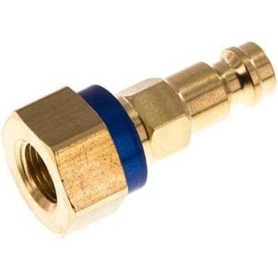Messing DN 5 Blauw-Coded Luchtkoppeling Insteeknippel G 1/8 inch Binnendraad